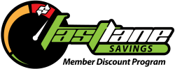 speedomoter image with fast lane savings member discount Program logo