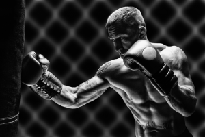 Man boxing in gym